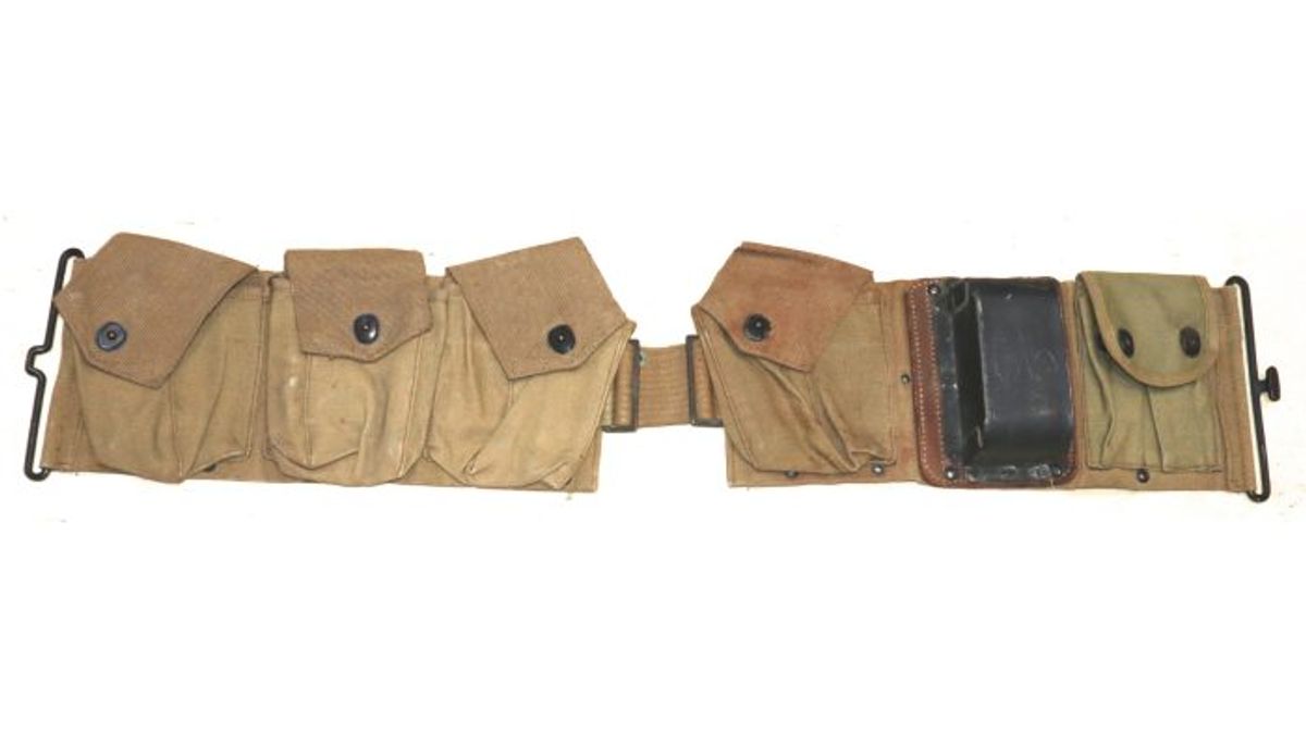 米軍　実物　WW1 WW2 M1918 BARガンナーベルト 送料無料 WW1 US ARMY M1918 BAR Gunners Belt With Cup Original | eBay